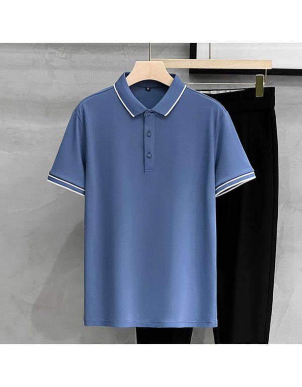 Striped Polo Custom Polo Beaded Cotton Short Sleeve Summer Men's Casual Versatile Slim Fit Paul Top