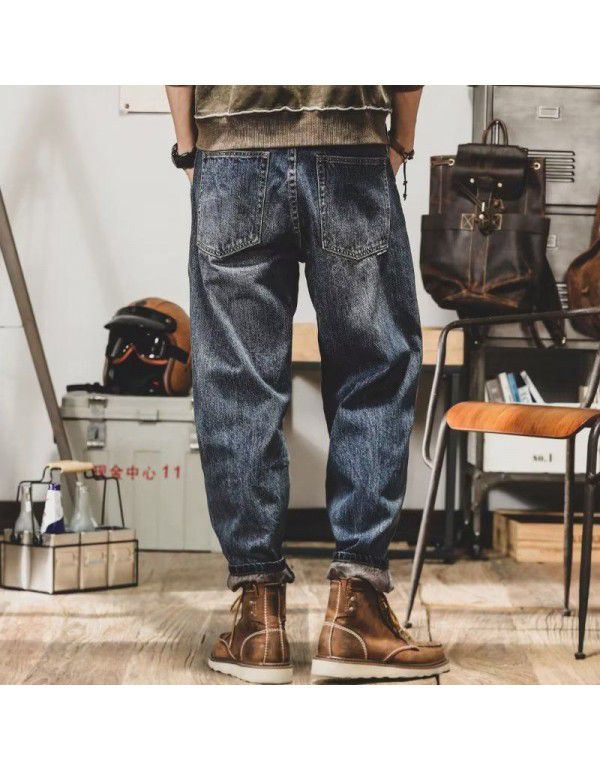 American Heavyweight Vintage Jeans Men's Loose Straight Fall New Amikaki Old Pants Men