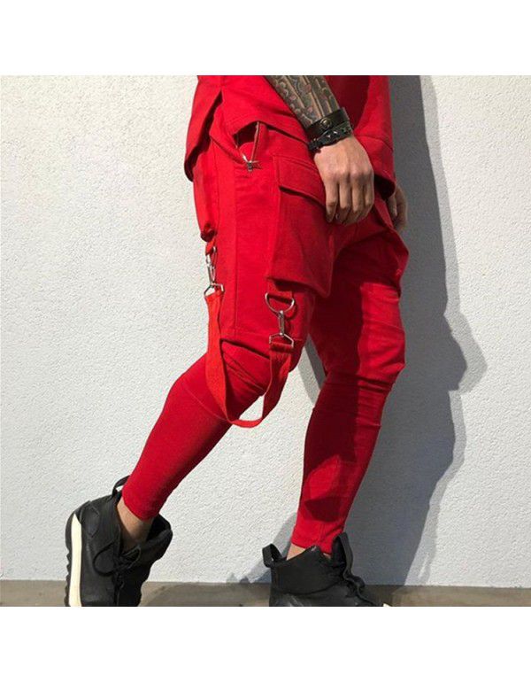 Fall pants men's fashion hip-hop big pocket casual sports pants men's work pants 