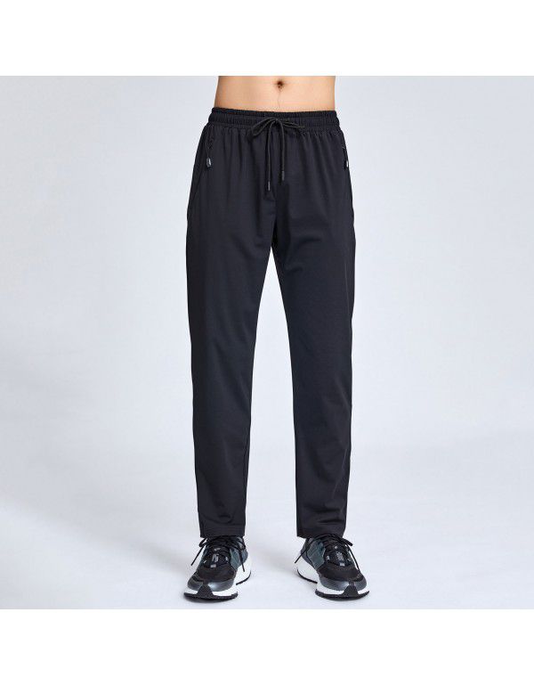 Summer new casual sports pants Men's ice silk breathable straight pants Running fitness training sports pants 