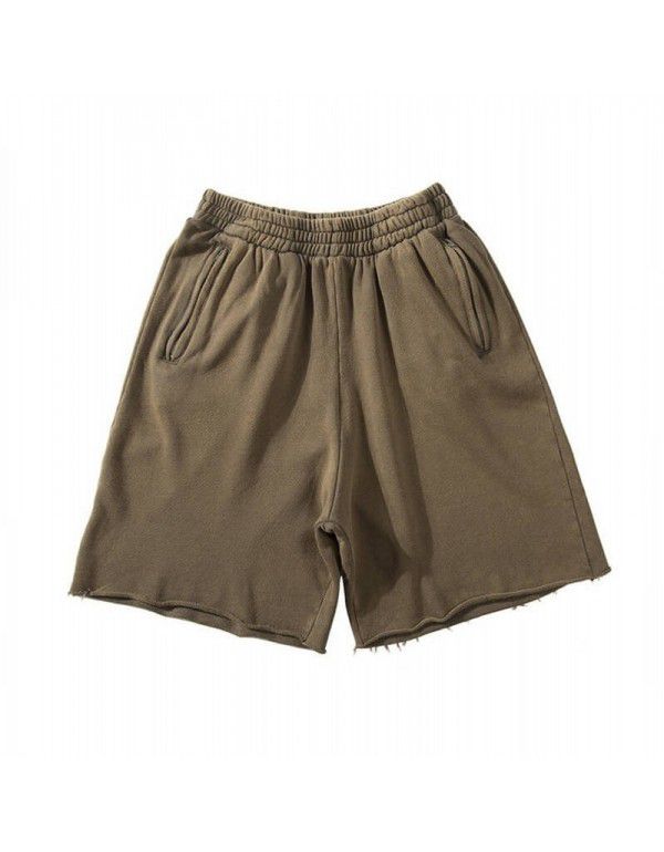 Cotton yeezy Sports Grey Shorts Men's High Street