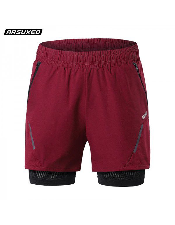 Aisuo Cross-border New Summer Outdoor Sports Running Fitness Shorts Men's Breathable Inner Lining Anti Walking Light Quick Drying B210