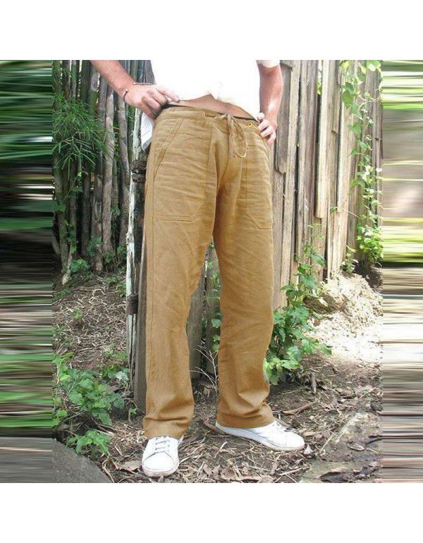 Popular men's plain straight sports pants jogger drawcord loose casual pants K101 