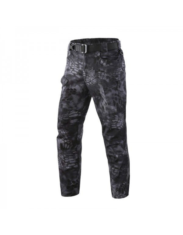 Camo Workwear Pants Solid Plaid Multi Pocket Pants Breathable Tactical Pants