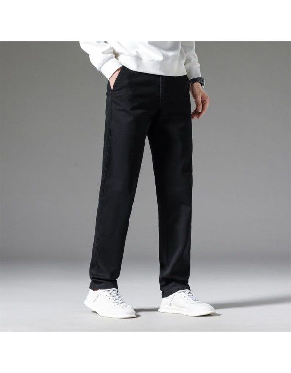 Chaopai Men's Casual Pants Thickened Men's Pants Warm Western Pants Straight Sleeve Middle and Old Age Business Dad Pants Men's Style