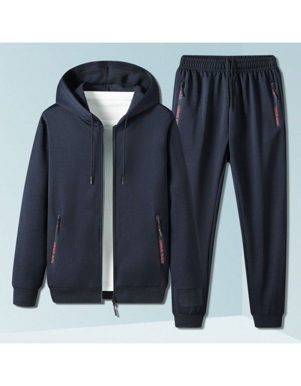 Spring and Autumn New Set Men's Sports Leisure Fashion Sweater Pants Cardigan Zipper Two Piece Set 