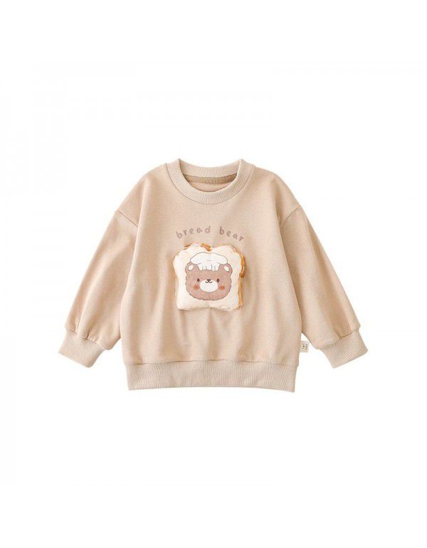 Children's Bread Bear Strap Pants Baby Cartoon Sweater Set Spring Girls' Casual Pants