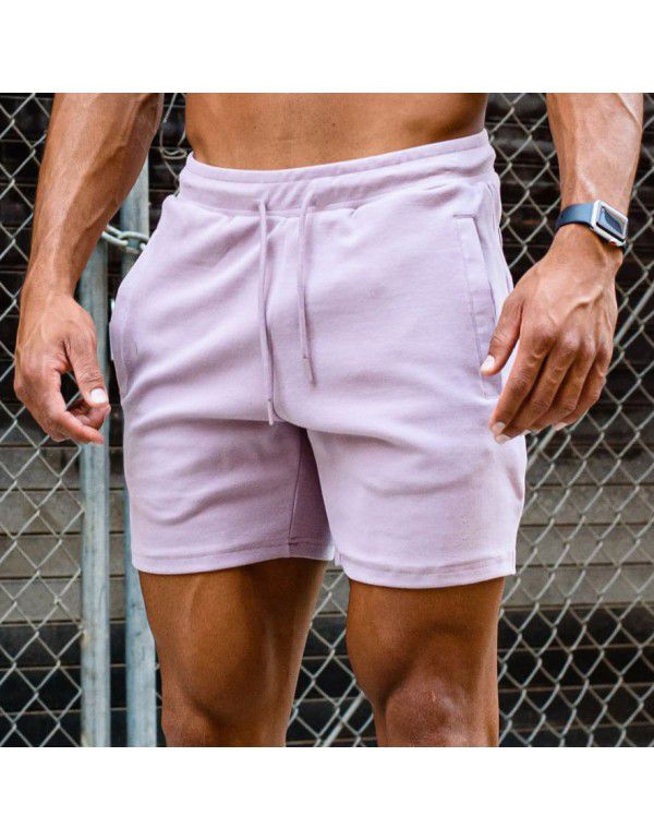 Muscle Fitness Brother Men's Summer Sports Fitness Leisure Shorts Running Cotton Split Shorts Smooth Plate