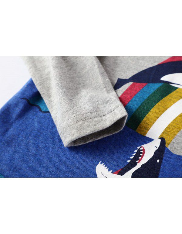 Autumn new European and American style brand children's t-shirt knitted children's bottom shirt cartoon long-sleeved children's t-shirt 