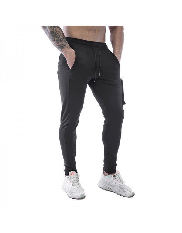 Men's sports pants stretch cotton casual small leg large zip pocket men's pants 