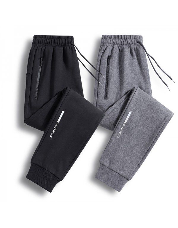 Pure cotton sports pants Men's spring and autumn thin casual trousers, closed-up guard pants, autumn loose large leggings trend 