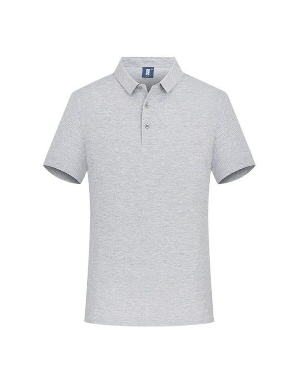 Solid color lapel T-shirt Men's cultural shirt printed with LOGO combed cotton casual high-quality work clothes polo shirt embroidery