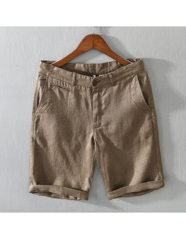 Summer New Men's Linen Shorts Relaxed Casual Beach Casual Capris Men's Wear