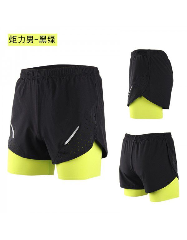 Summer Double-layer Men's Running Shorts Quick-drying Anti-running Sports Shorts Fitness Marathon Shorts 