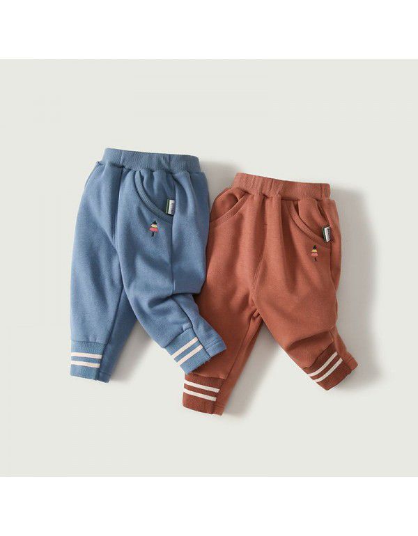 Boys' flannelette pants Winter new style men's and women's children's pants Plush thermal insulation Leisure sports thick leggings Long pants