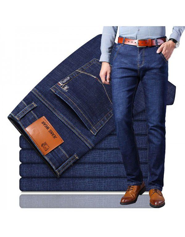 Men's Jeans Spring and Autumn Comfortable Elastic Versatile Light Business Little Dad Pants Show Young Men's Style