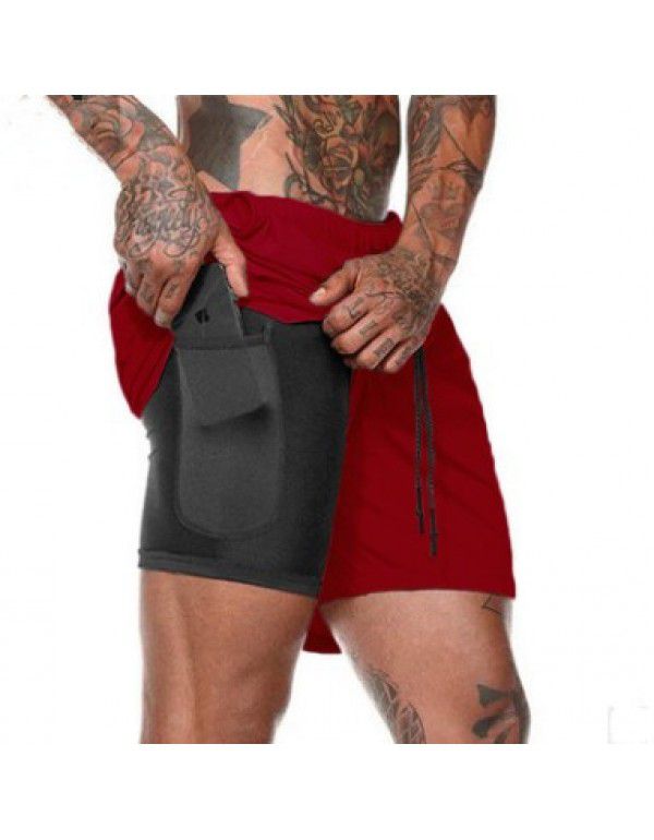 Men's wear men's fitness quick-drying pants men's sports shorts fitness running sports double pants 