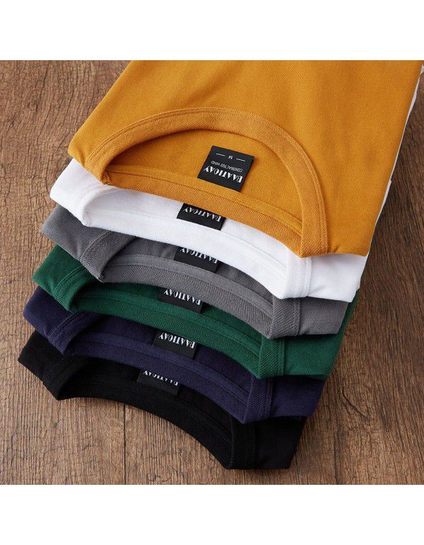 Heavy Duty Carbon Brushed Combed Cotton Amikaki Fashion Foreign Trade Clothing Long Sleeve T-shirt Men
